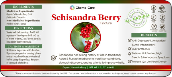 Label for 2 oz wildcrafted Schisandra tincture bottle