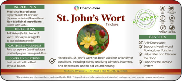 Product label for wildcrafted St. John’s Wort tincture from Wild Crafters