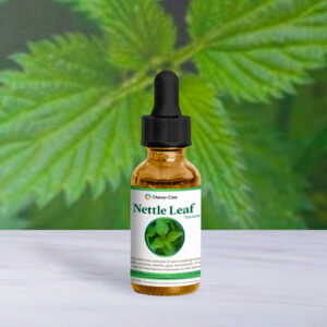 Wildcrafted nettle tincture in 2 oz amber glass for mineral replenishment and blood building