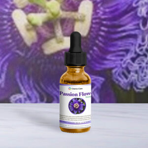 2 oz wildcrafted passion flower tincture in amber glass bottle for anxiety and sleep support
