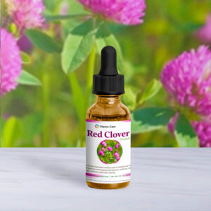 2 oz wildcrafted red clover tincture in amber glass for lymphatic and hormonal support