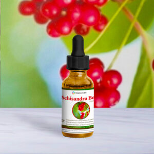 2 oz wildcrafted Schisandra berry tincture in amber bottle for liver and adrenal support
